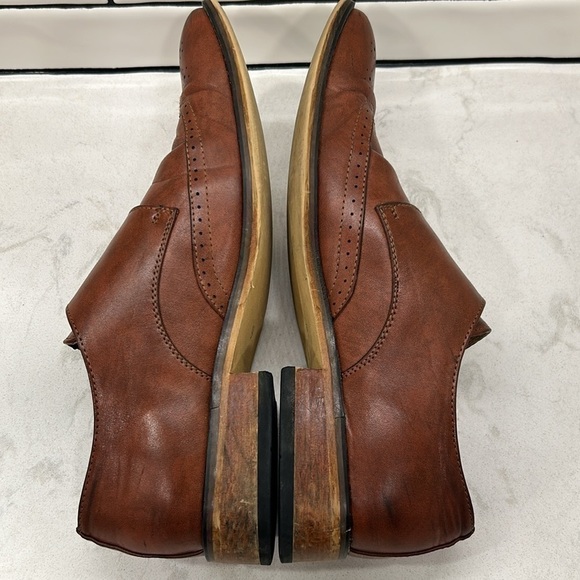 Gino Vitale Brown Monk Strap Brogue Wingtip Leather Men's Dress Shoe 9 - Picture 10 of 16